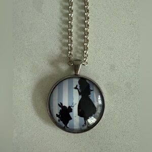 Alice in Wonderland Silver Pendant Necklace with Silhouette Design